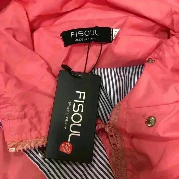 Plus Size Women Salmon Pink Windproof Jacket Removable Hood Zip & Snaps Size XXL - Picture 7 of 16